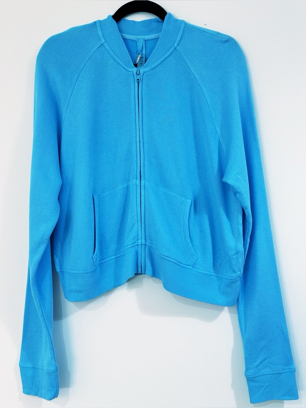 NWT SKIMS Sport French Terry Shrunken Zip Cardigan in Cyan Size XL - Picture 5 of 9